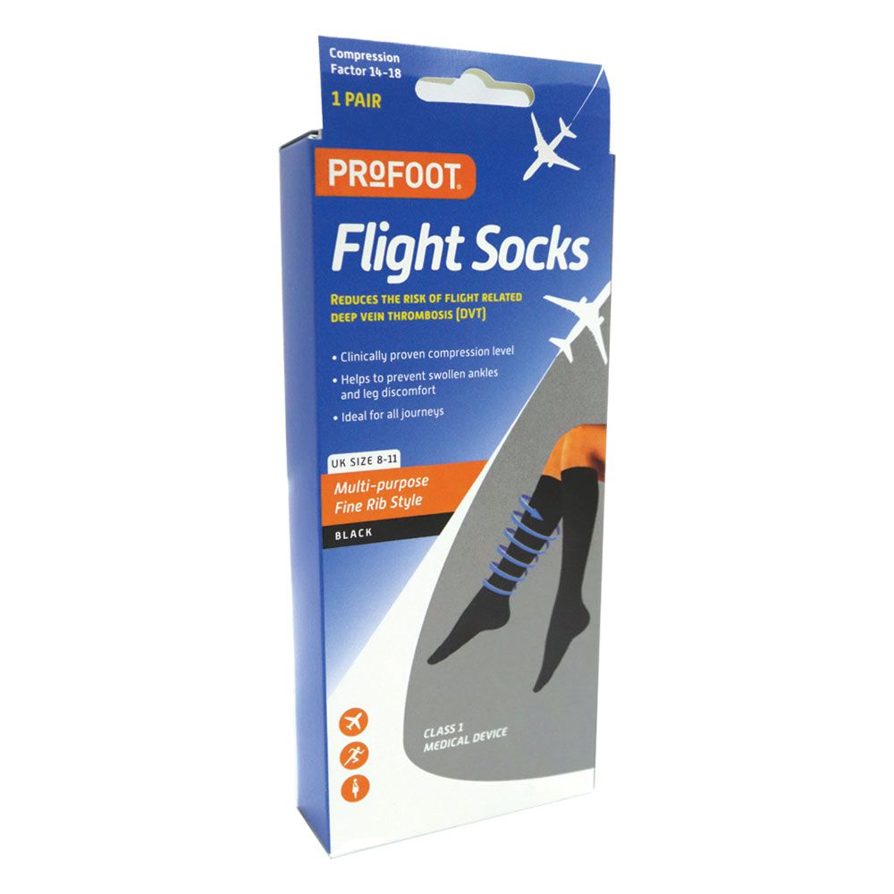 Profoot Flight Socks Ribbed Black UK Size 8-11, 1 Pair P72002/2 - Easy Pharmacy LLC