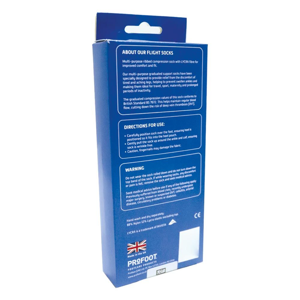 Profoot Flight Socks Ribbed Black UK Size 8-11, 1 Pair P72002/2 - Easy Pharmacy LLC