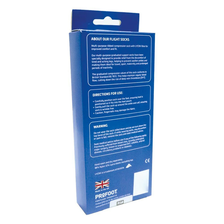 Profoot Flight Socks Ribbed Black UK Size 8-11, 1 Pair P72002/2 - Easy Pharmacy LLC