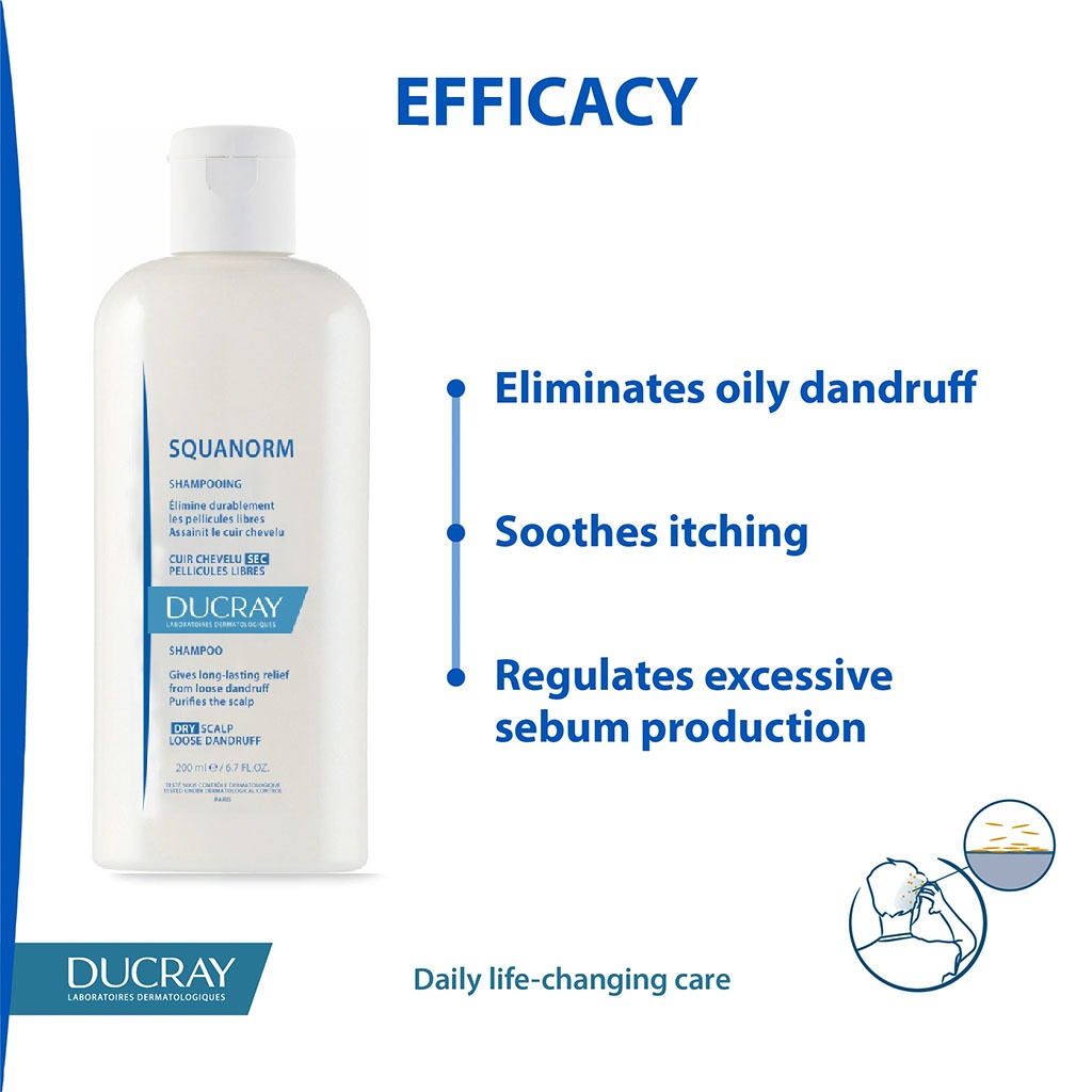 Ducray Squanorm Dry Dandruff Shampoo 200 mL - Easy Pharmacy LLC