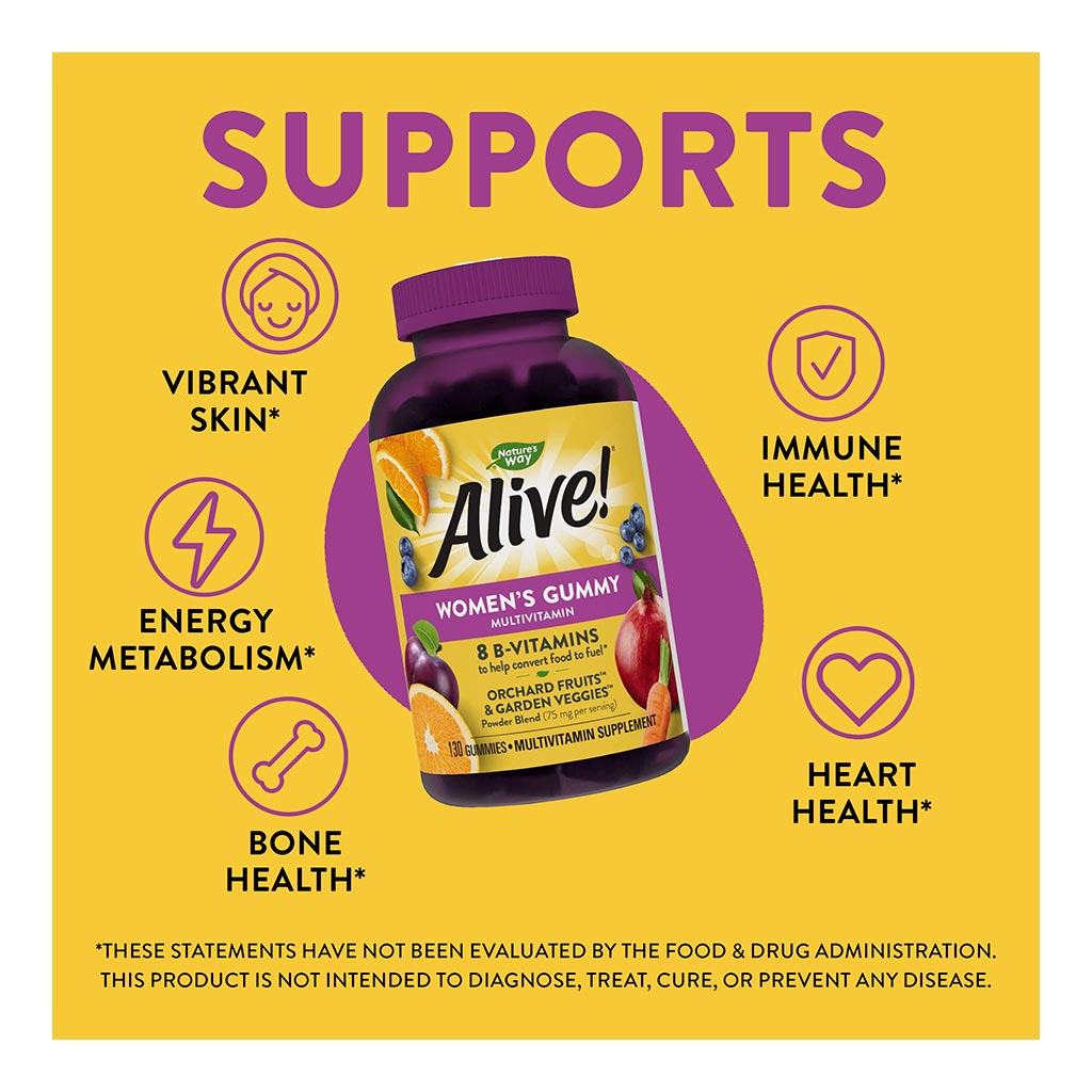 Alive Women's Multivitamin Gummies With Orchard Fruits & Garden Veggies, Pack of 60's - Easy Pharmacy LLC
