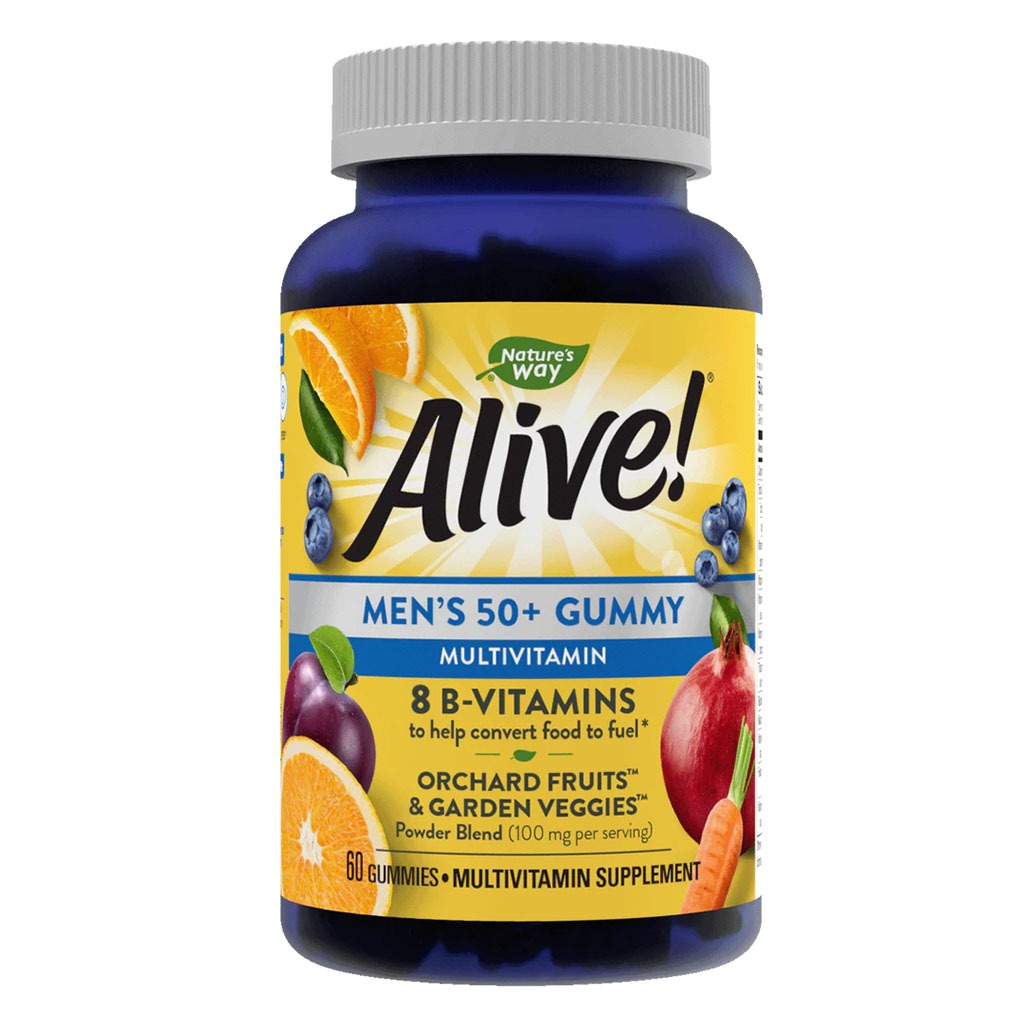 Alive 50+ Men's Multivitamin Gummies With Orchard Fruits & Garden Veggies, Pack of 60's - Easy Pharmacy LLC