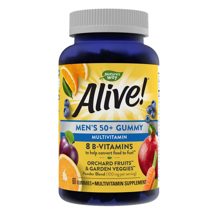 Alive 50+ Men's Multivitamin Gummies With Orchard Fruits & Garden Veggies, Pack of 60's - Easy Pharmacy LLC