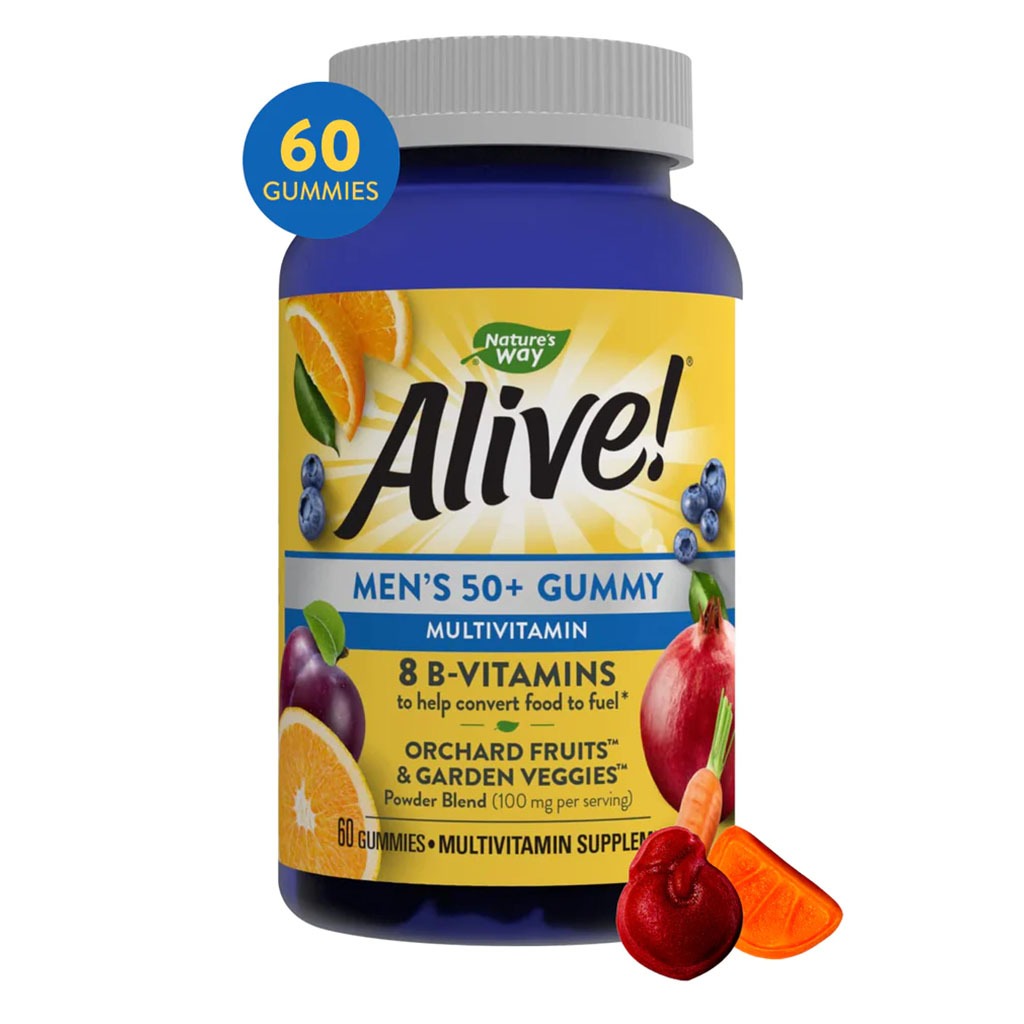 Alive 50+ Men's Multivitamin Gummies With Orchard Fruits & Garden Veggies, Pack of 60's - Easy Pharmacy LLC