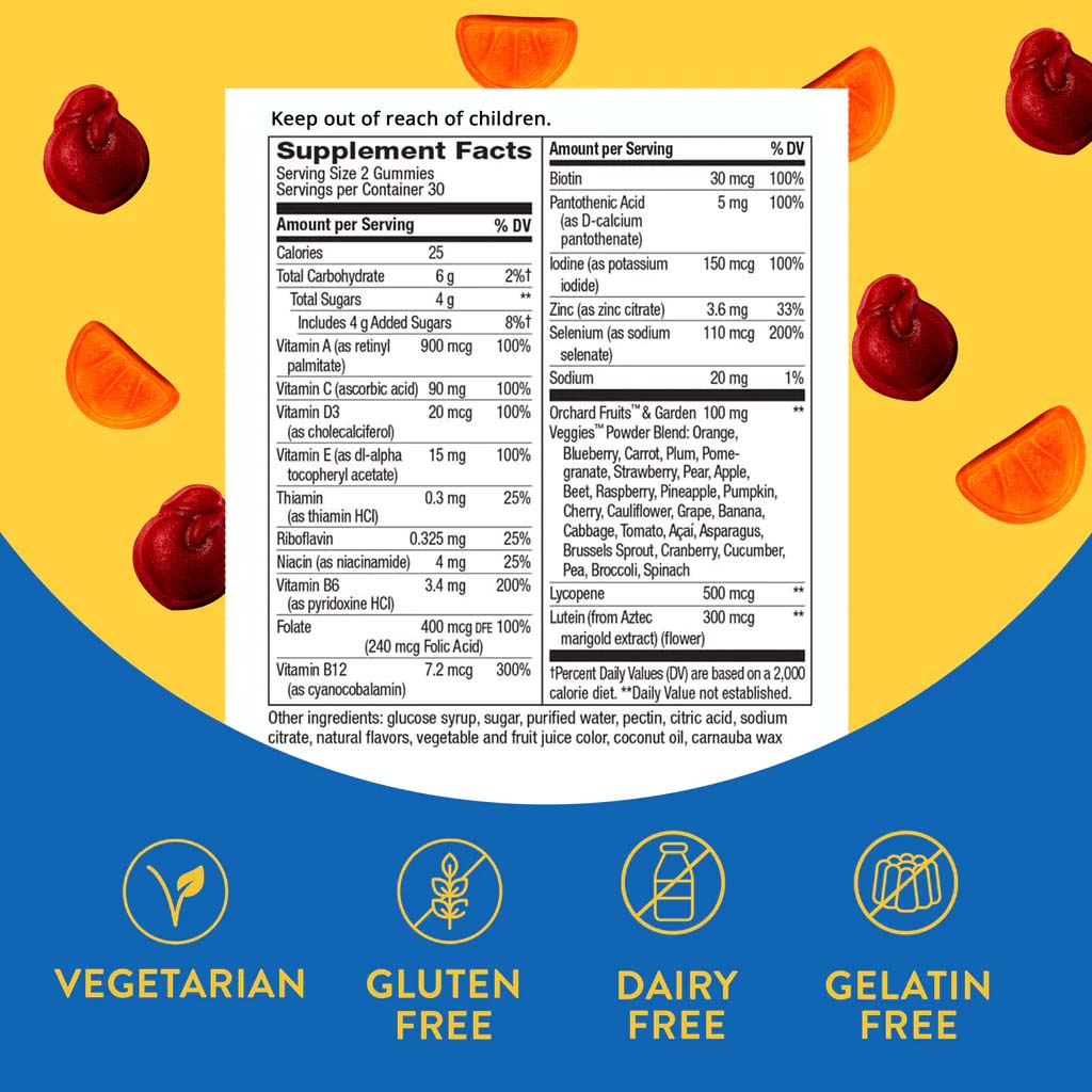Alive 50+ Men's Multivitamin Gummies With Orchard Fruits & Garden Veggies, Pack of 60's - Easy Pharmacy LLC