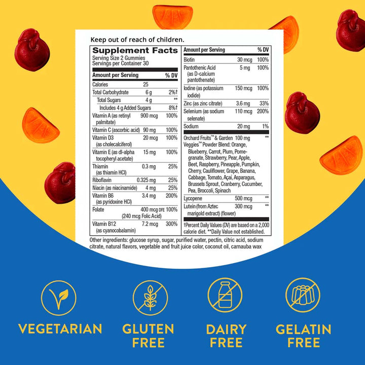 Alive 50+ Men's Multivitamin Gummies With Orchard Fruits & Garden Veggies, Pack of 60's - Easy Pharmacy LLC