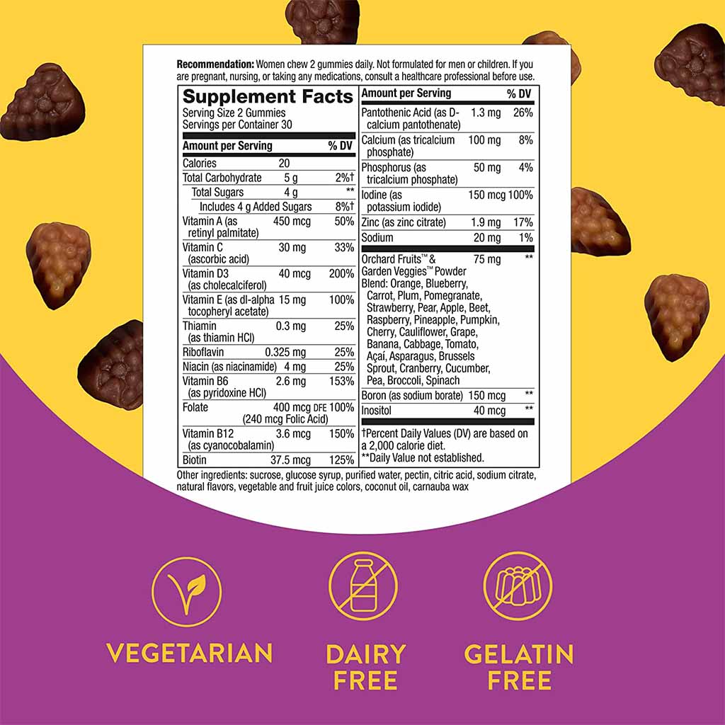 Alive 50+ Women's Multivitamin Gummies With Orchard Fruits & Garden Veggies, Pack of 60's - Easy Pharmacy LLC