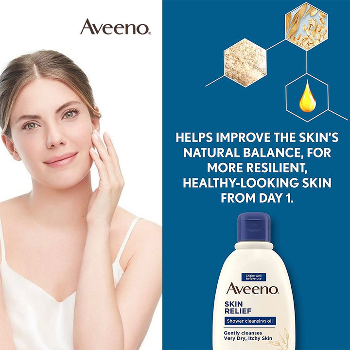Aveeno Skin Relief Bath and Shower Cleansing Oil For Very dry, itchy skin 300 mL - Easy Pharmacy LLC