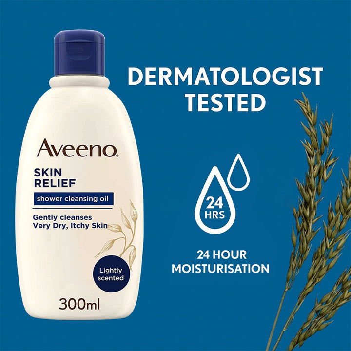 Aveeno Skin Relief Bath and Shower Cleansing Oil For Very dry, itchy skin 300 mL - Easy Pharmacy LLC