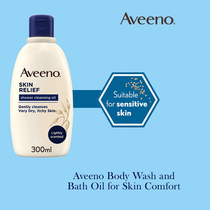 Aveeno Skin Relief Bath and Shower Cleansing Oil For Very dry, itchy skin 300 mL - Easy Pharmacy LLC