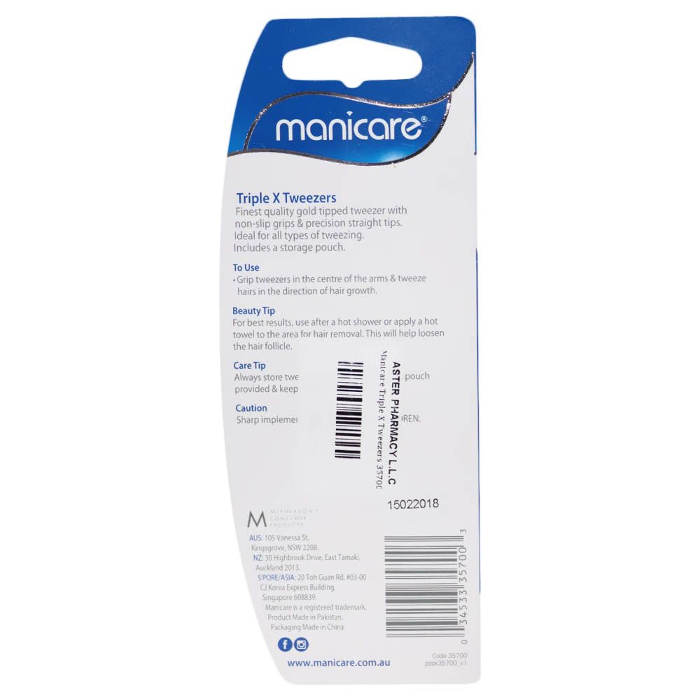Manicare Triple X Tweezers - Easy Pharmacy LLC