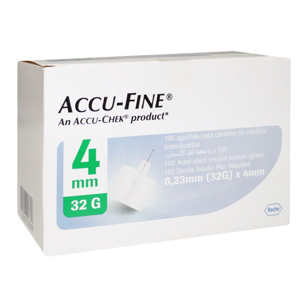 Accu-Fine Sterile Insulin Pen Needles For Diabetes & Painless Insulin Delivery 32 G x 4 mm, Pack of 100's - Easy Pharmacy LLC