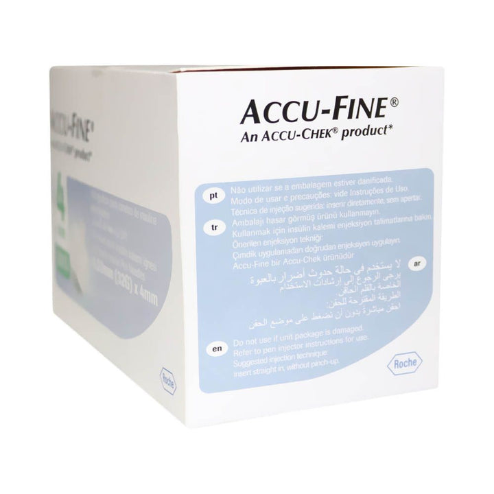 Accu-Fine Sterile Insulin Pen Needles For Diabetes & Painless Insulin Delivery 32 G x 4 mm, Pack of 100's - Easy Pharmacy LLC