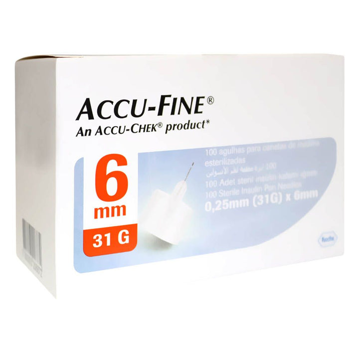 Accu-Fine Sterile Insulin Pen Needles For Diabetes & Painless Insulin Delivery 31 G x 6 mm, Pack of 100's - Easy Pharmacy LLC
