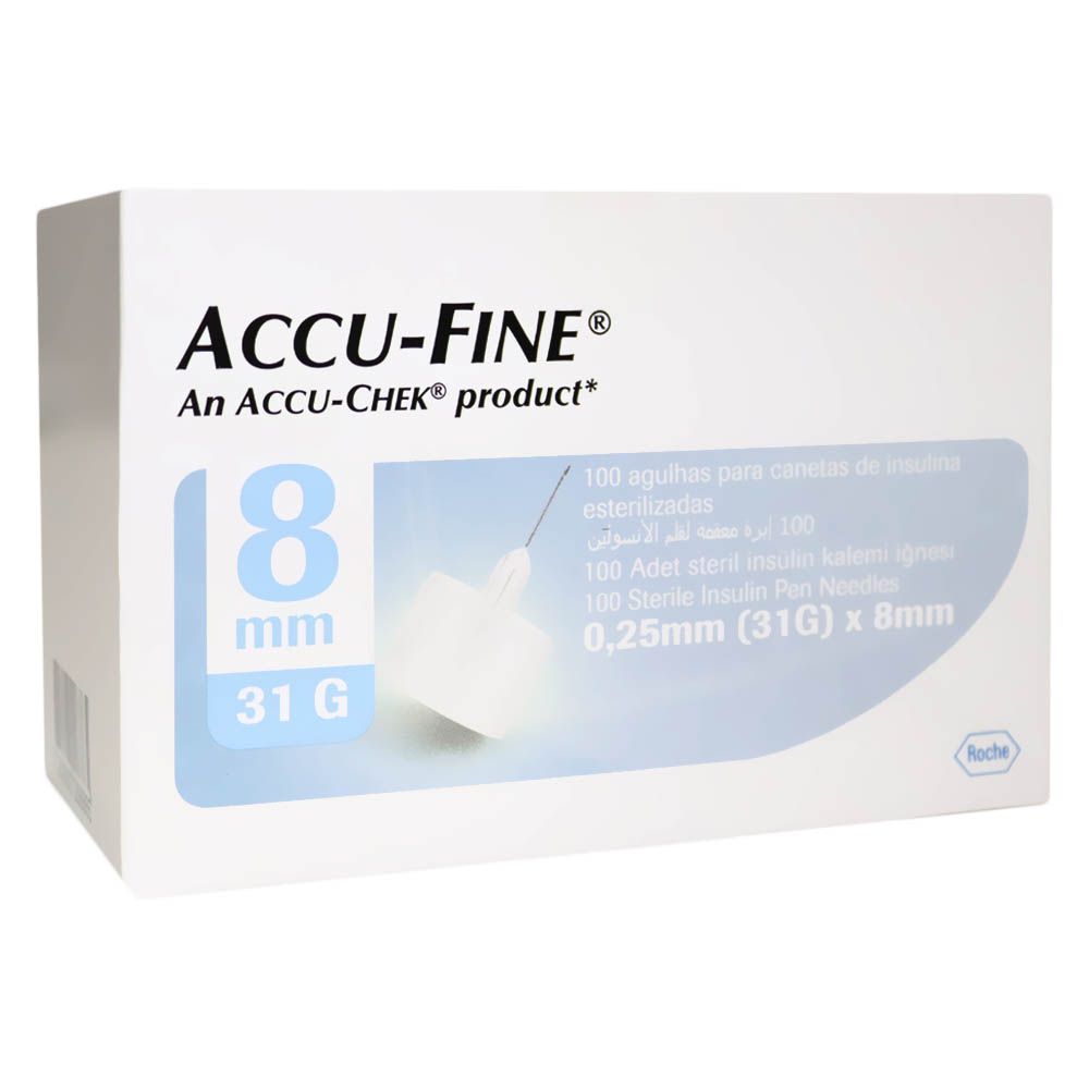 Accu-Fine Sterile Insulin Pen Needles For Diabetes & Painless Insulin Delivery 31 G x 8 mm, Pack of 100's - Easy Pharmacy LLC