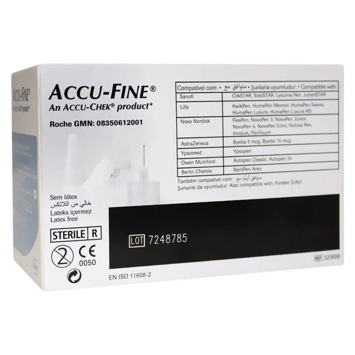 Accu-Fine Sterile Insulin Pen Needles For Diabetes & Painless Insulin Delivery 31 G x 8 mm, Pack of 100's - Easy Pharmacy LLC