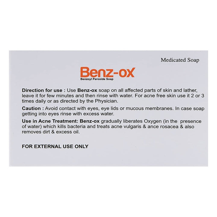 Benz-ox Benzoyl Peroxide Soap For Acne Treatment & Oily Skin 100 g - Easy Pharmacy LLC