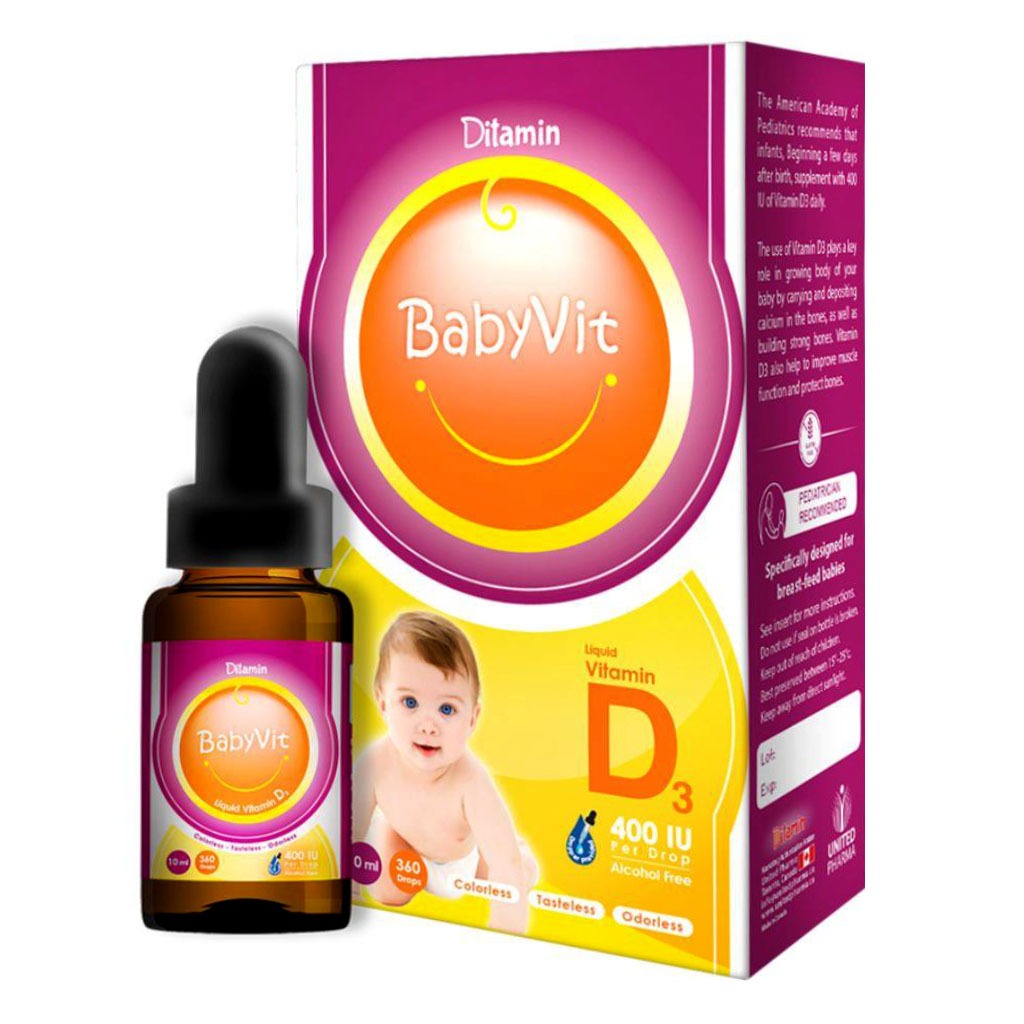 Ditamin BabyVit Liquid Vitamin D3 400 IU Drops 10 mL - Easy Pharmacy LLC