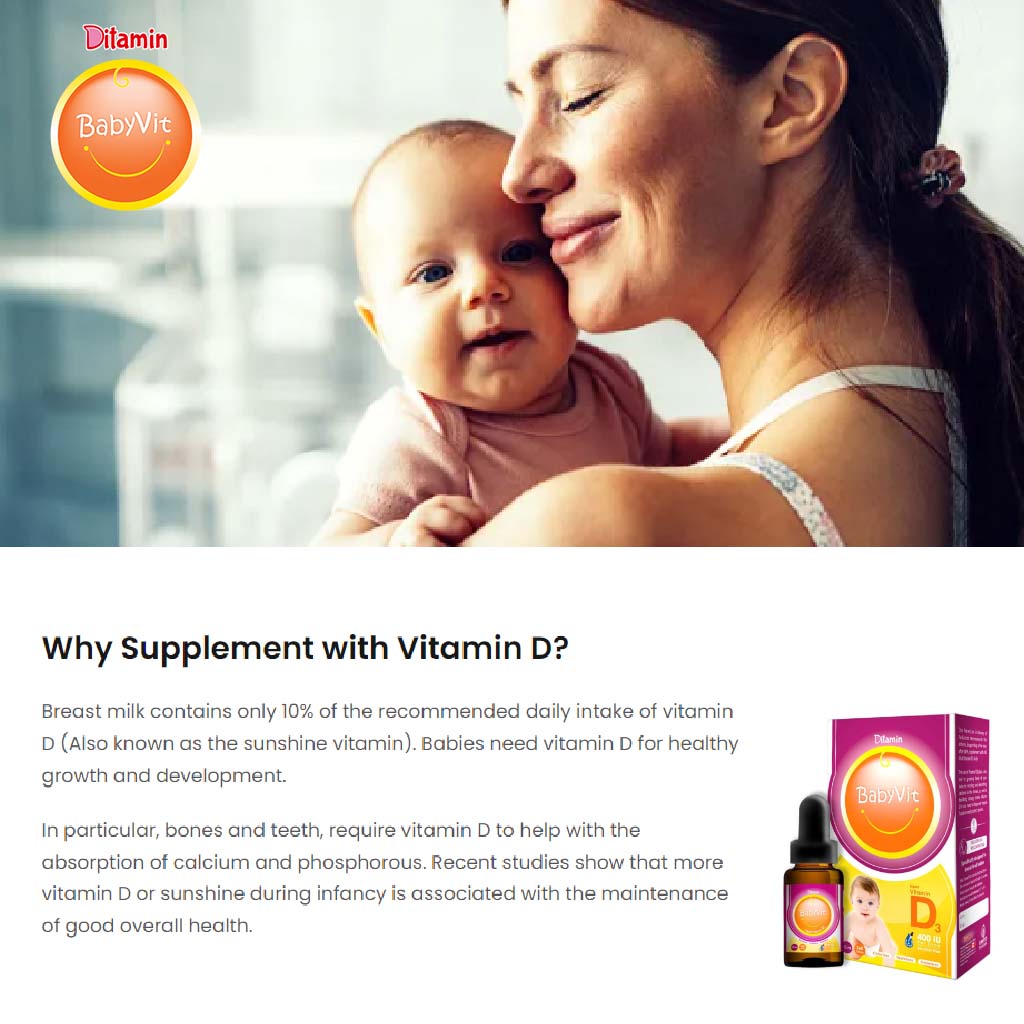 Ditamin BabyVit Liquid Vitamin D3 400 IU Drops 10 mL - Easy Pharmacy LLC