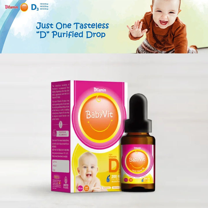 Ditamin BabyVit Liquid Vitamin D3 400 IU Drops 10 mL - Easy Pharmacy LLC