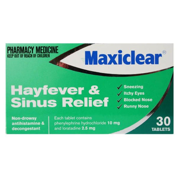 Maxiclear Tablets for Hayfever and Sinus Relief, Pack of 30's - Easy Pharmacy LLC