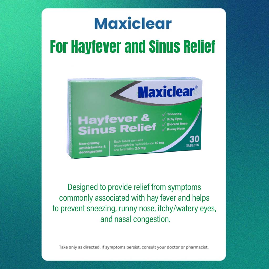 Maxiclear Tablets for Hayfever and Sinus Relief, Pack of 30's - Easy Pharmacy LLC