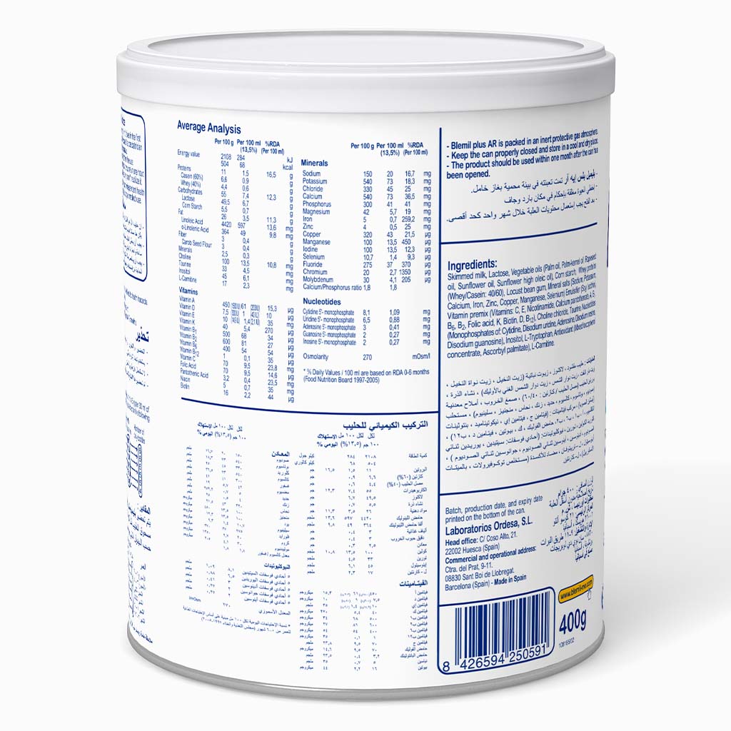 Blemil Plus AR Anti Regurgitation Infant Milk Formula For 0 To 12 Months 400g - Easy Pharmacy LLC