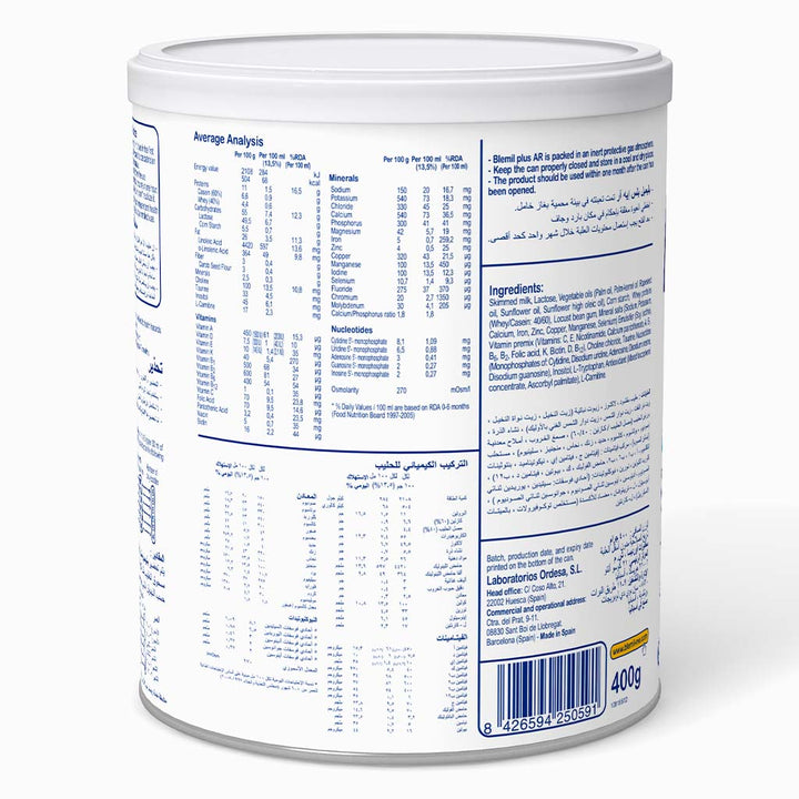 Blemil Plus AR Anti Regurgitation Infant Milk Formula For 0 To 12 Months 400g - Easy Pharmacy LLC