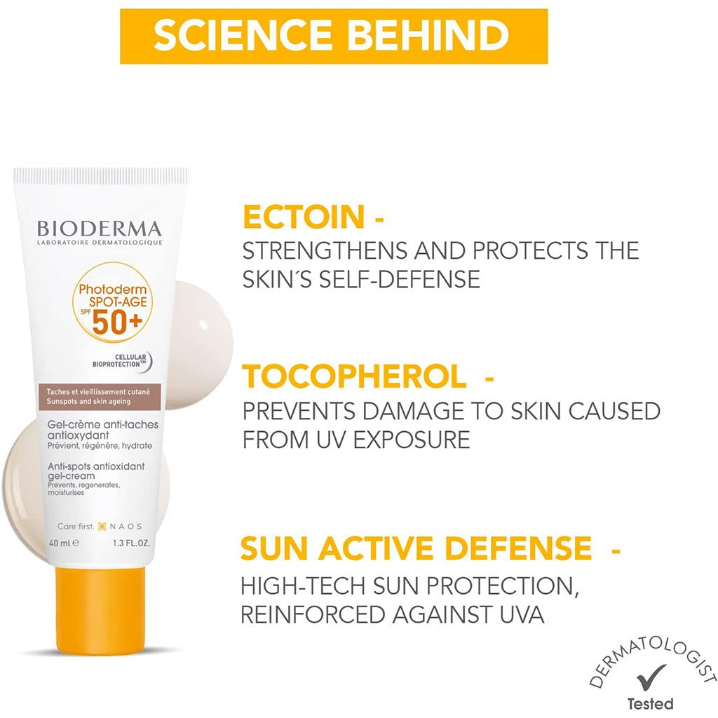 Bioderma Photoderm Spot-Age SPF50+ Antispot & Antioxidant Sunscreen Gel-Cream 40 mL - Easy Pharmacy LLC
