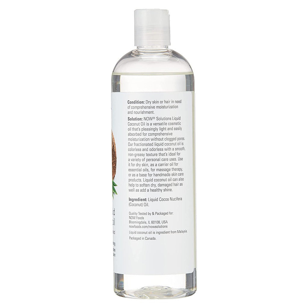 Now Solutions Pure Fractionated Liquid Coconut Oil For Dry Skin & Hair 475ml - Easy Pharmacy LLC