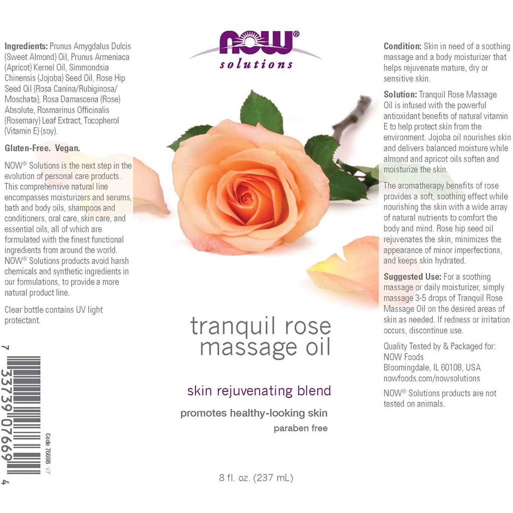 Now Solutions Tranquil Rose Massage Oil For Healthy Skin 237ml - Easy Pharmacy LLC