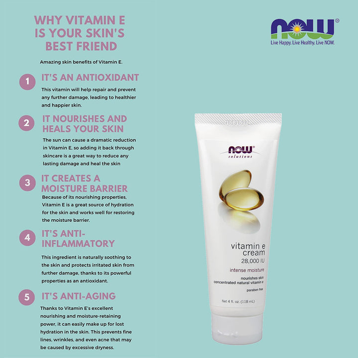 Now Solutions Vitamin E 28,000IU Moisturizing Cream 118ml - Easy Pharmacy LLC