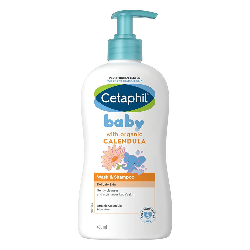 Cetaphil Baby Gentle Foaming Wash and Shampoo With Organic Calendula, Unscented, 400ml - Easy Pharmacy LLC