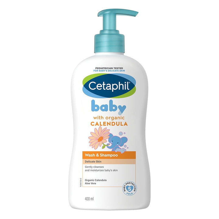 Cetaphil Baby Gentle Foaming Wash and Shampoo With Organic Calendula, Unscented, 400ml - Easy Pharmacy LLC