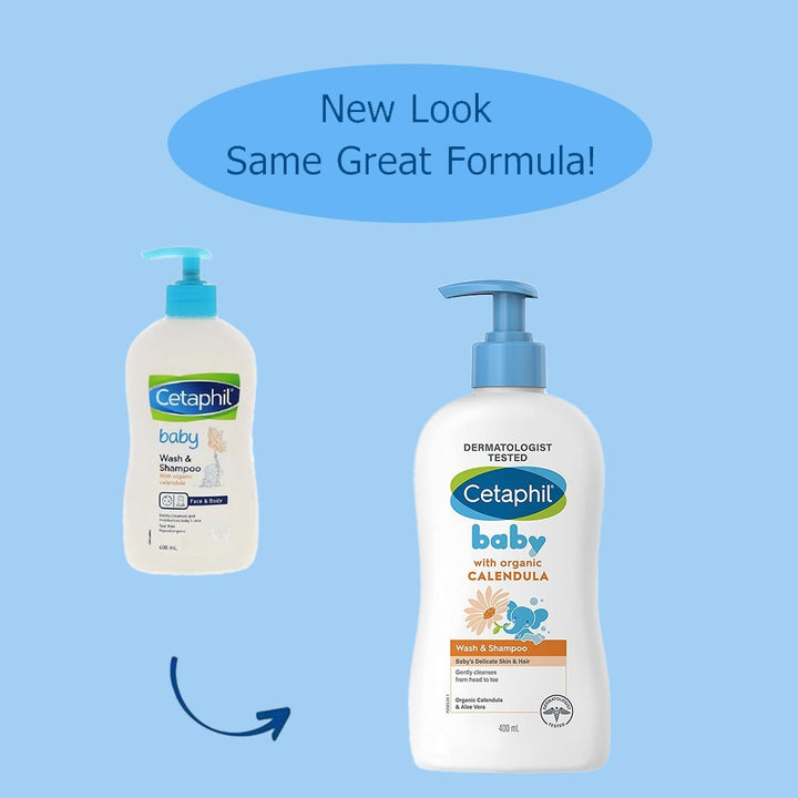 Cetaphil Baby Gentle Foaming Wash and Shampoo With Organic Calendula, Unscented, 400ml - Easy Pharmacy LLC
