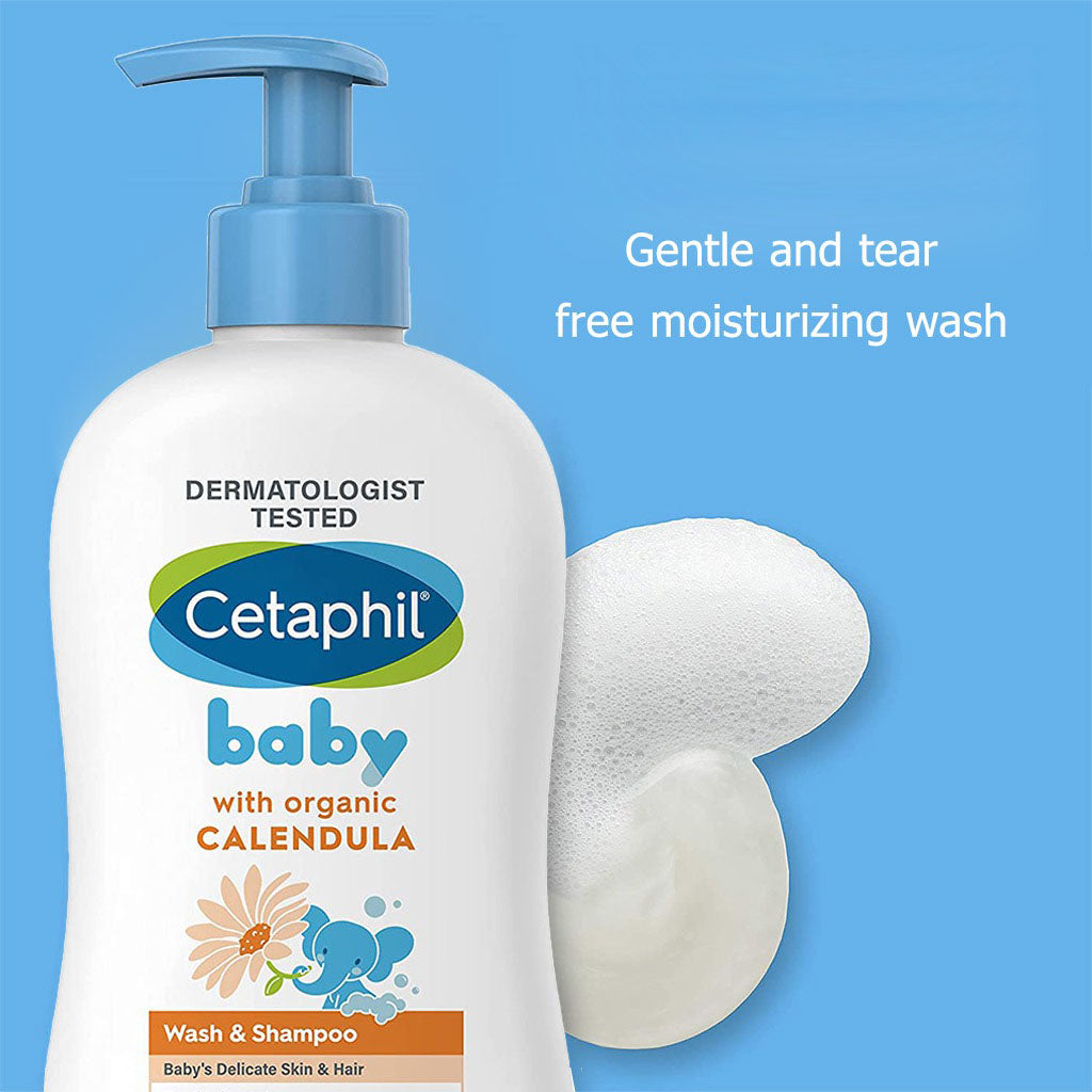 Cetaphil Baby Gentle Foaming Wash and Shampoo With Organic Calendula, Unscented, 400ml - Easy Pharmacy LLC
