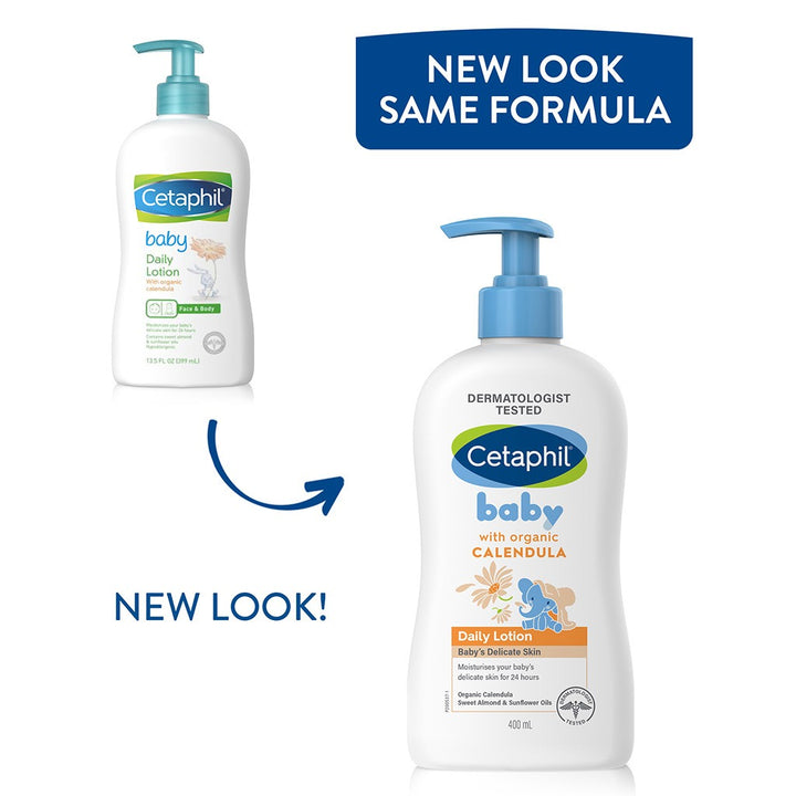 Cetaphil Baby Daily Lotion With Organic Calendula, Delicate Face & Body Moisturizer for Sensitive Skin, Unscented, 400ml - Easy Pharmacy LLC