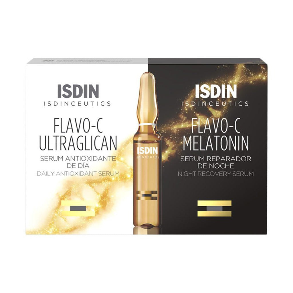Isdin Isdinceutics Flavo-C Ultraglican Day and Flavo-C Melatonin Night Serum Ampoules 2mL, 2 x 10's - Easy Pharmacy LLC