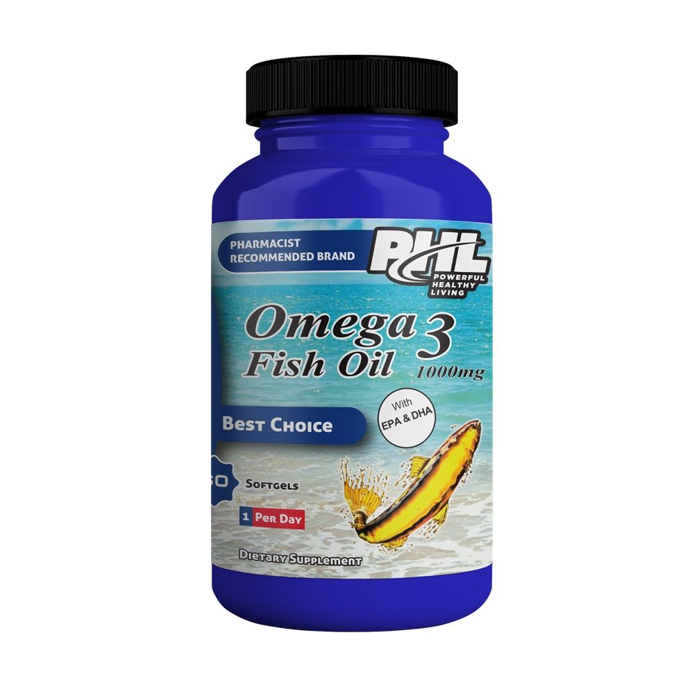 PHL Omega 3 1000mg Fish Oil Supplement Softgels, Pack of 60's - Easy Pharmacy LLC