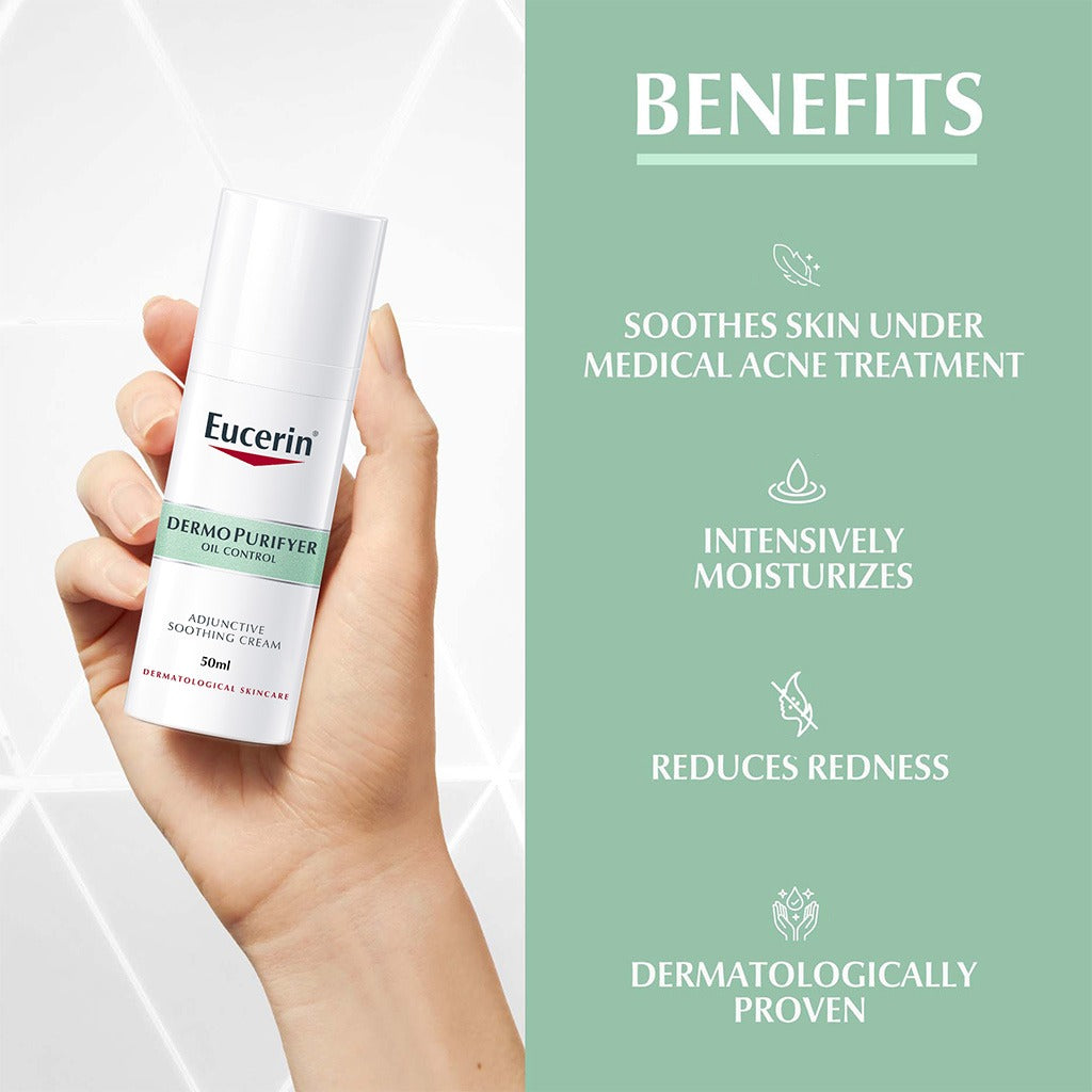 Eucerin Dermo Purifyer Oil Control SPF 30 Adjunctive Soothing Cream For Blemish Prone Skin 50ml - Easy Pharmacy LLC