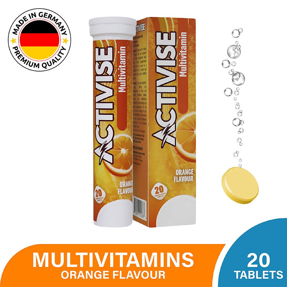 Activise Multivitamins Orange Flavour Effervescent Tablets For Energy & Wellness, Pack of 20's - Easy Pharmacy LLC