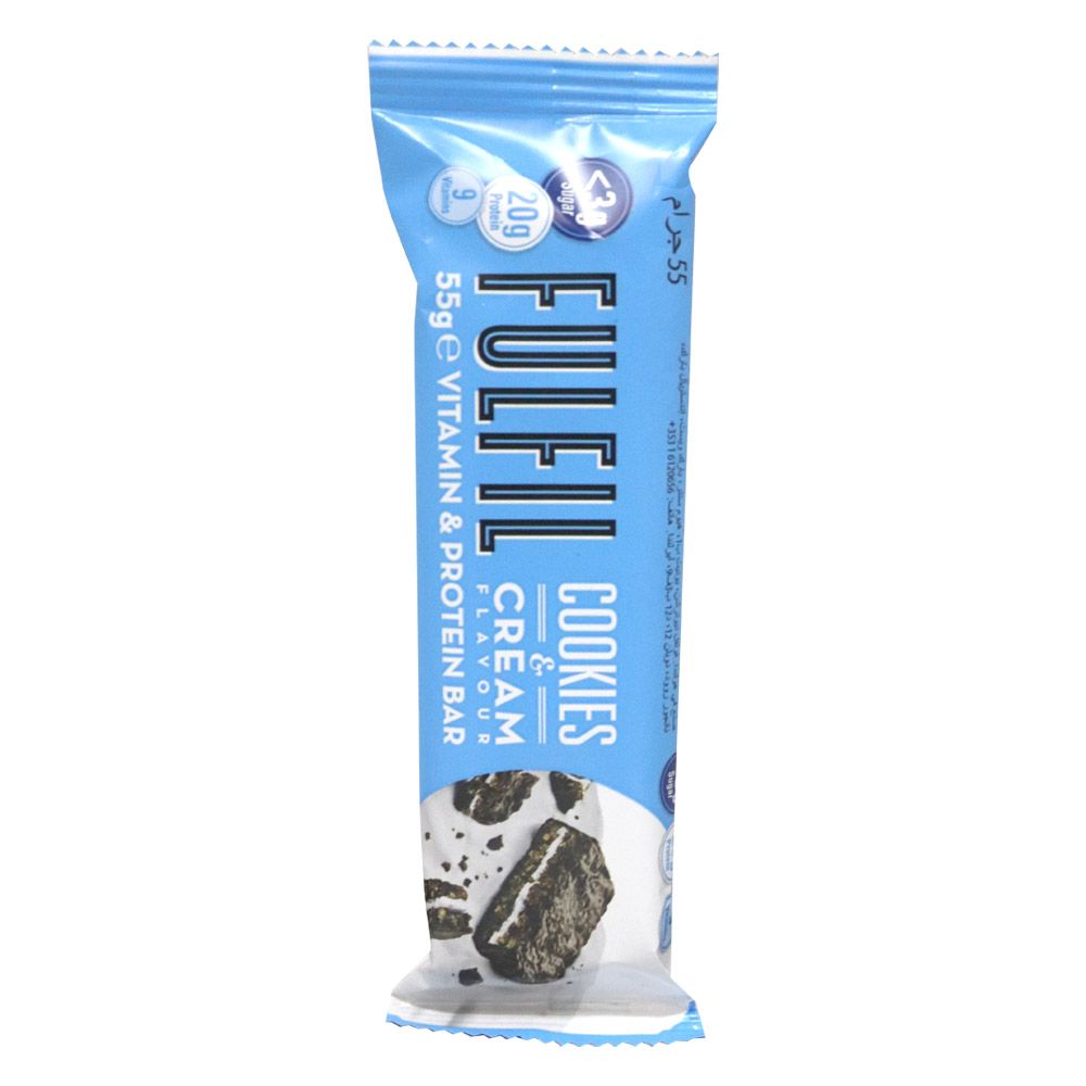 Fulfil Vitamin and Protein Cookies and Cream Protein Bar 55 g - Easy Pharmacy LLC