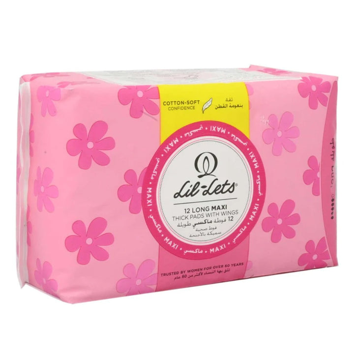 Lil-lets Maxi Thick Long Cotton Soft Sanitary Pads With Wings 12's - Easy Pharmacy LLC