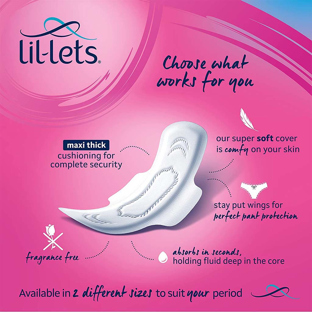 Lil-lets Maxi Thick Cotton Soft Long Sanitary Pads With Wings, Pack of 30's - Easy Pharmacy LLC