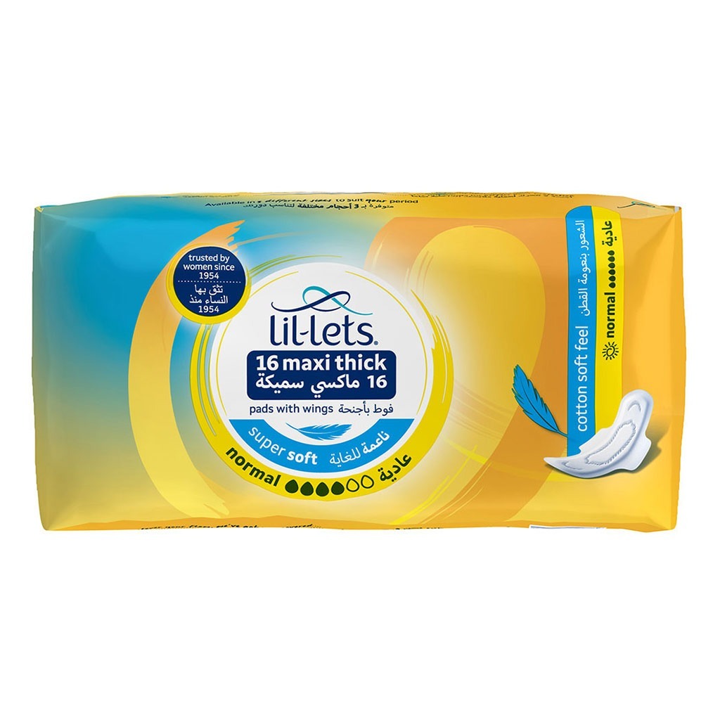 Lil-lets Maxi Thick Normal Super Soft Sanitary Pads With Wings 16's - Easy Pharmacy LLC