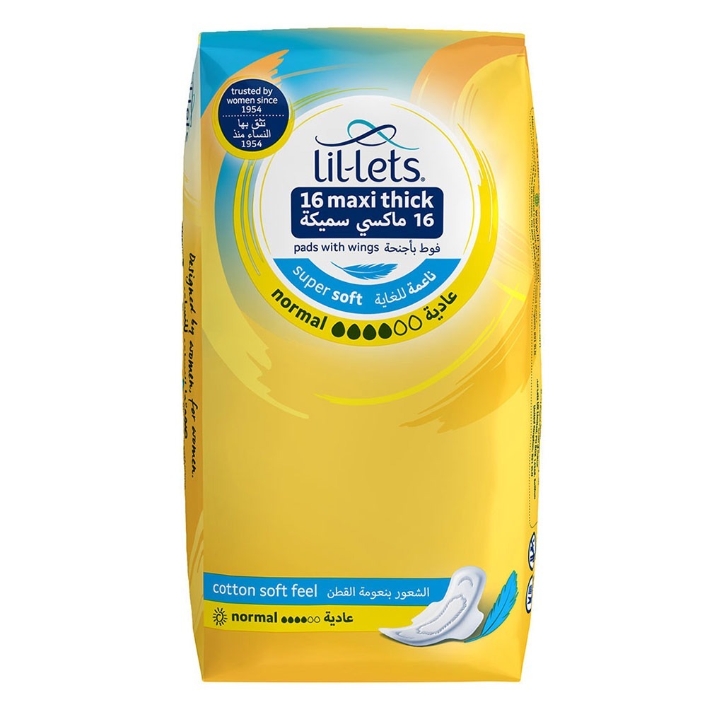 Lil-lets Maxi Thick Normal Super Soft Sanitary Pads With Wings 16's - Easy Pharmacy LLC