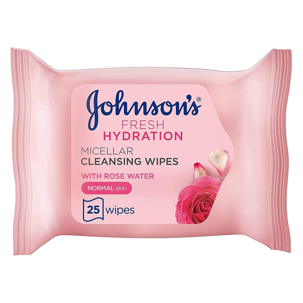 Johnson's Fresh Hydration Ultra-Soft Micellar Cleansing Makeup Remover Wipes For Normal Skin, Pack of 25's - Easy Pharmacy LLC