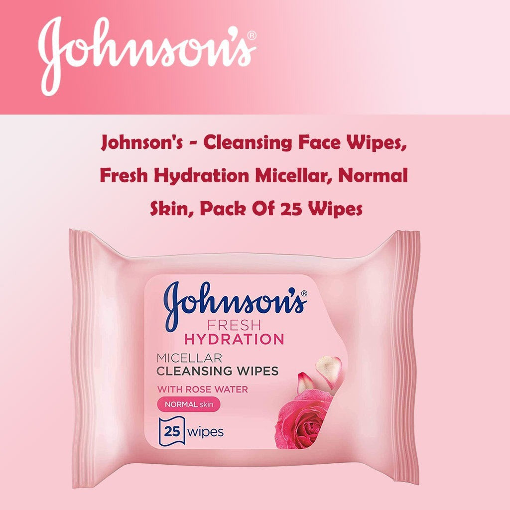 Johnson's Fresh Hydration Ultra-Soft Micellar Cleansing Makeup Remover Wipes For Normal Skin, Pack of 25's - Easy Pharmacy LLC