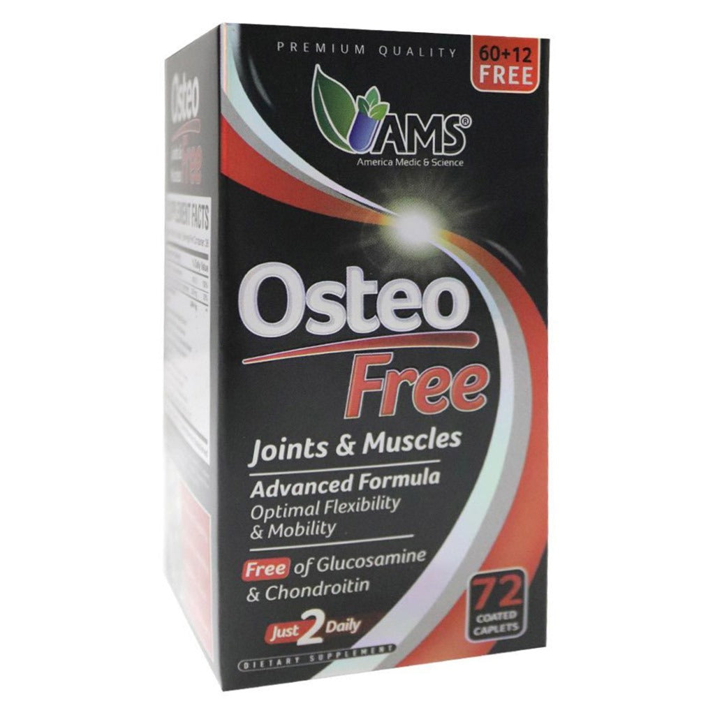 AMS Osteo Free Caplets For Joints & Muscles, Supplement For Flexibility And Mobility, Pack of 72's - Easy Pharmacy LLC