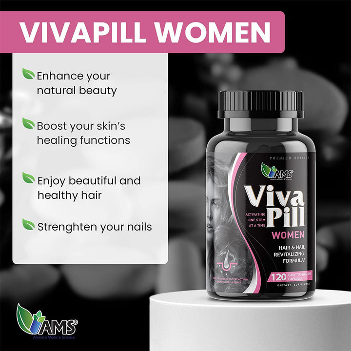 AMS VivaPill Capsules, Hair And Nail Vitamin Supplement For Women, Pack of 120's - Easy Pharmacy LLC